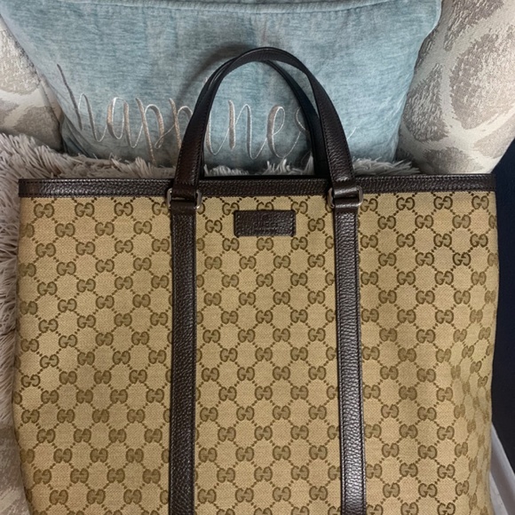 Gucci Brown Canvas Tote New with Strap - Picture 7 of 10